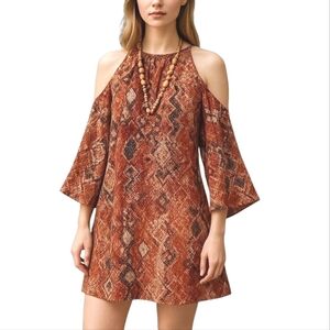 Beige By eci Cold Shoulder Dress Women's Size M Poly Blend Elegant Class…